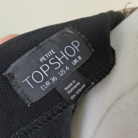 Topshop Petite Black Lace Dress Women's 4P Mini Cut Out Bodycon Stretch - Picture 5 of 9